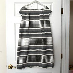 Calvin Klein 18W Multi-Gray and White Striped Sleeveless Dress